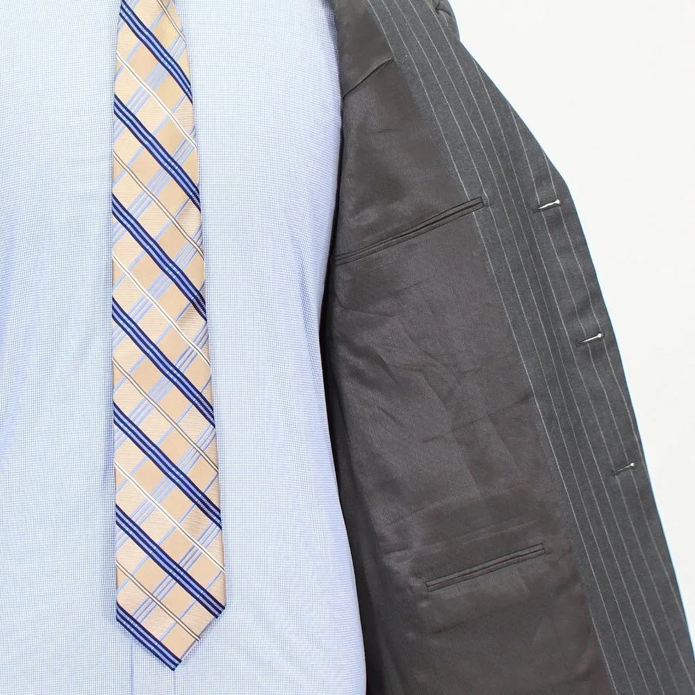 Hickey Freeman 42R Gray Striped 3-Button Sport Coat Blazer Jacket O652